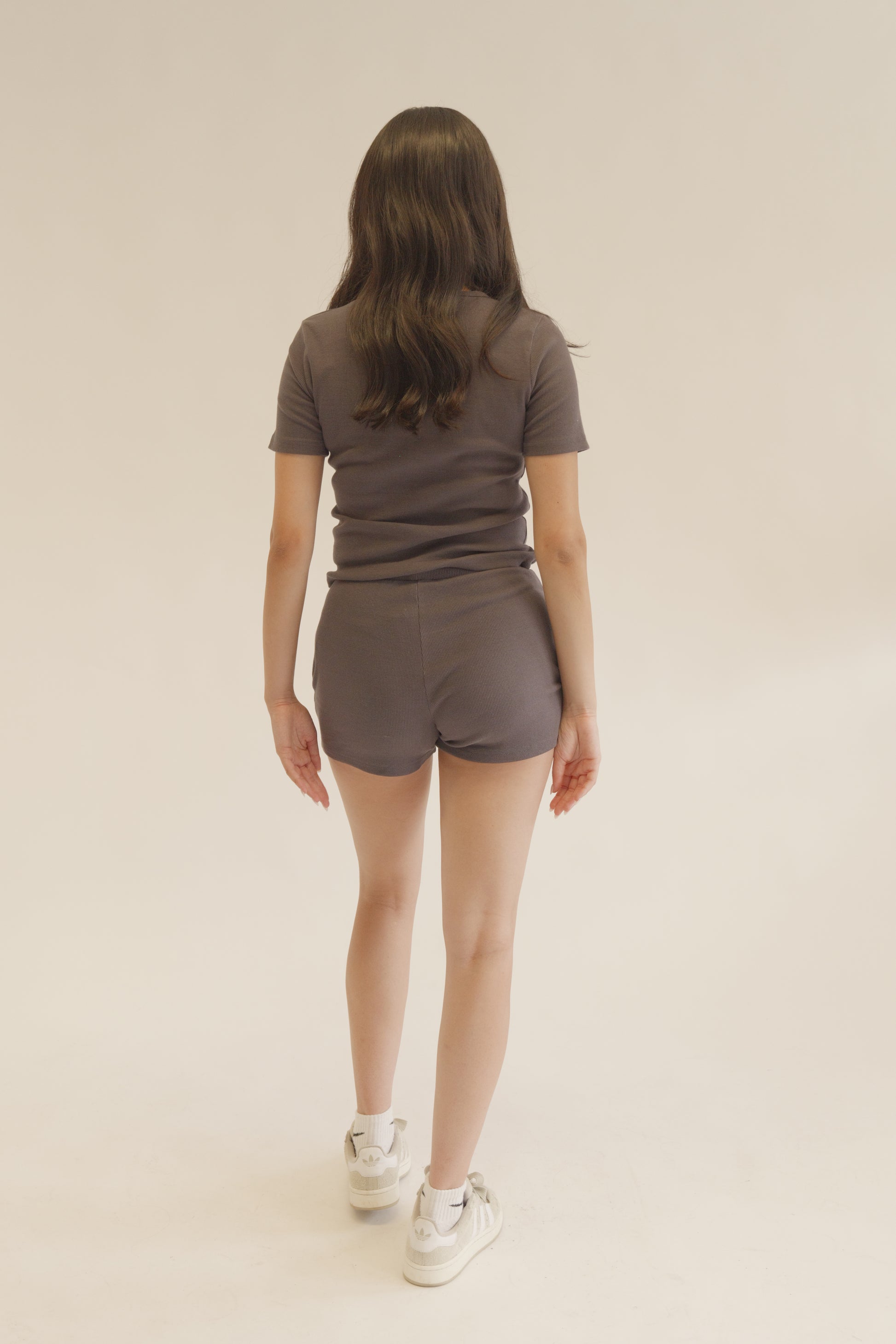 Charcoal Button-Up Top & Shorts Lounge Co-ord Set