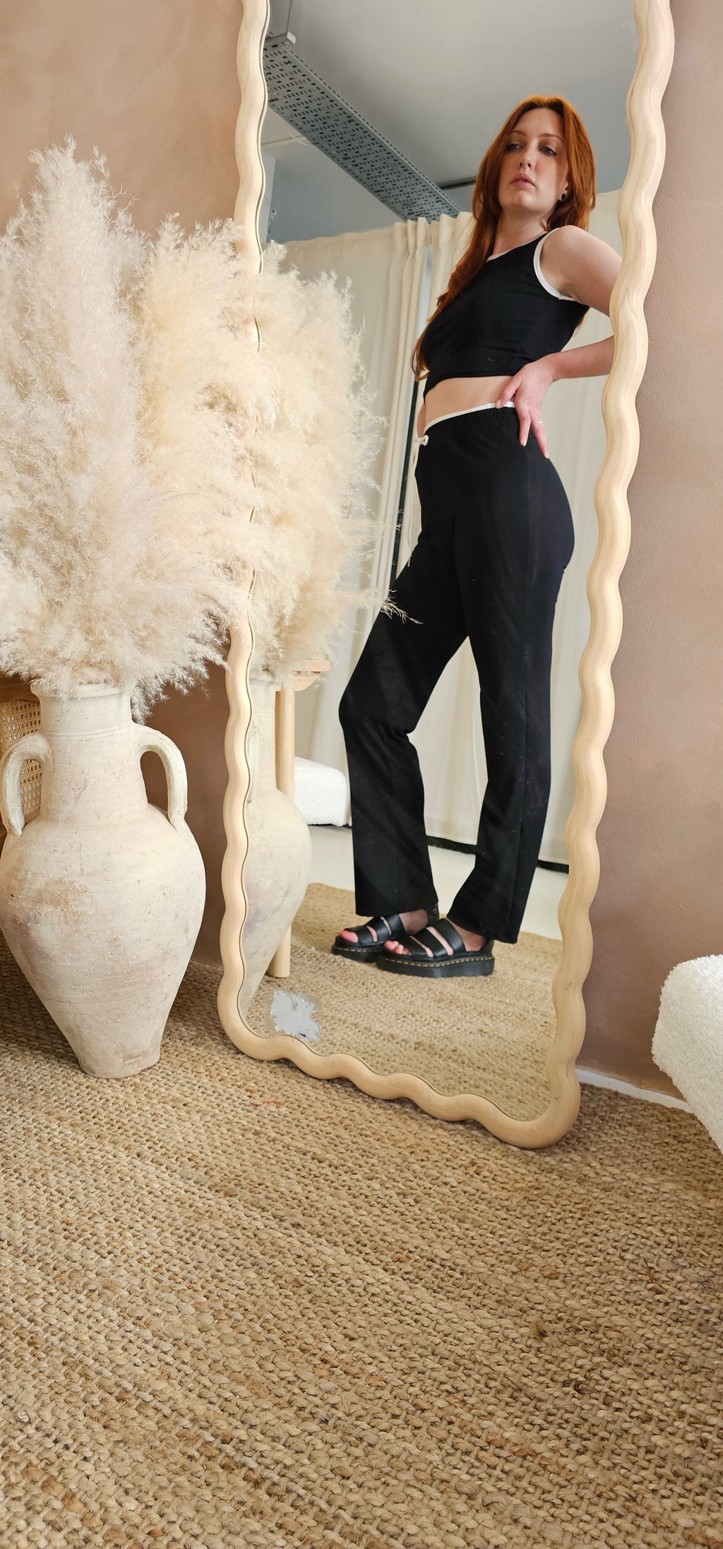 Ribbed contrast trousers