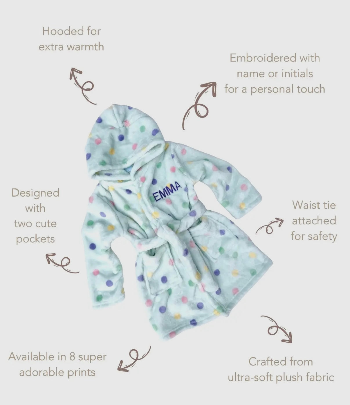 Kuki kids: Personalised embroidered baby robe