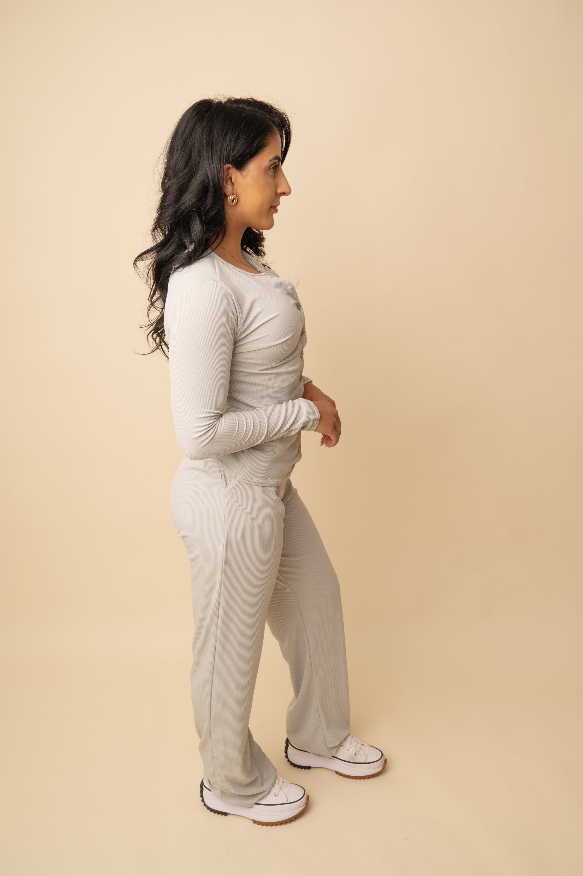 Ribbed cardigan & trousers