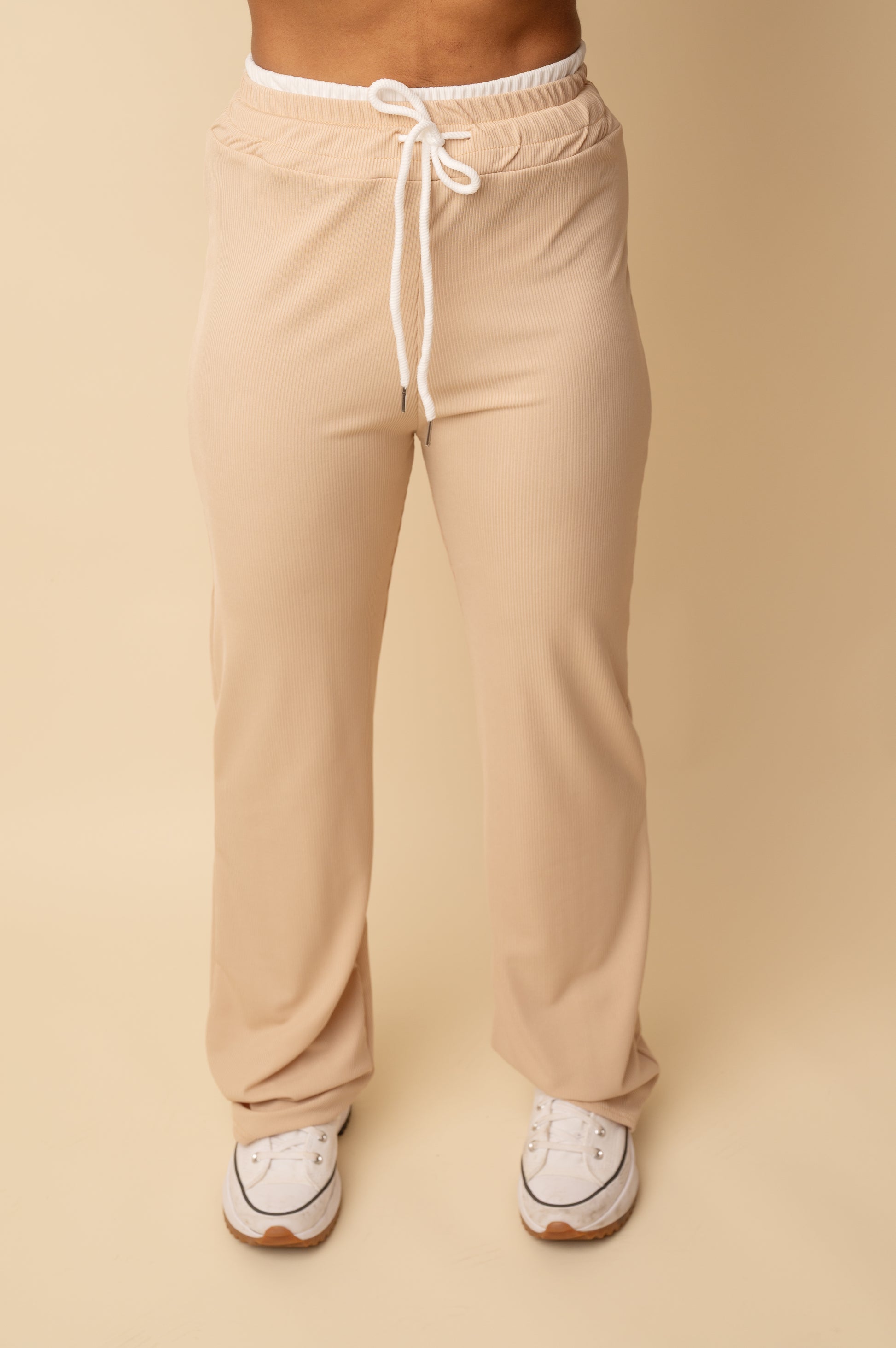 Ribbed contrast trousers