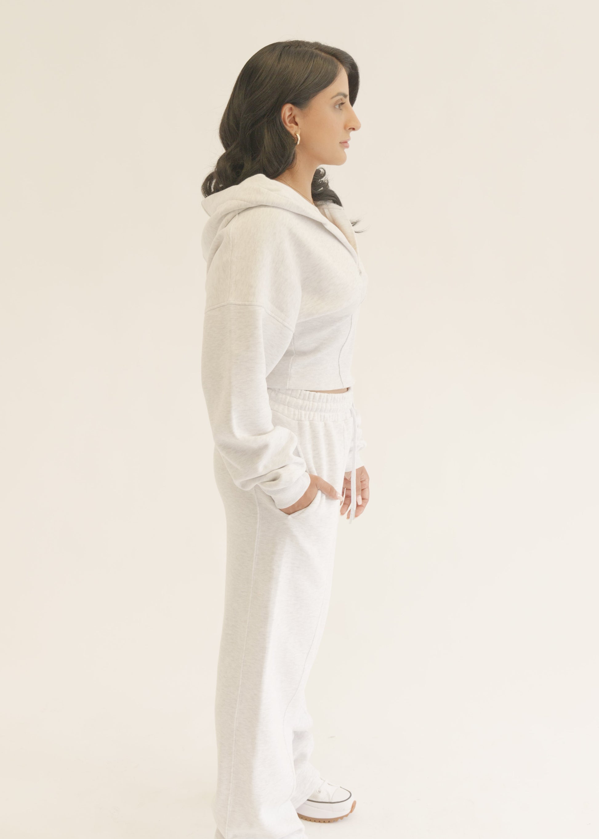 Grey Marl Corset Hoodie & Joggers Tracksuit Co-Ord Set