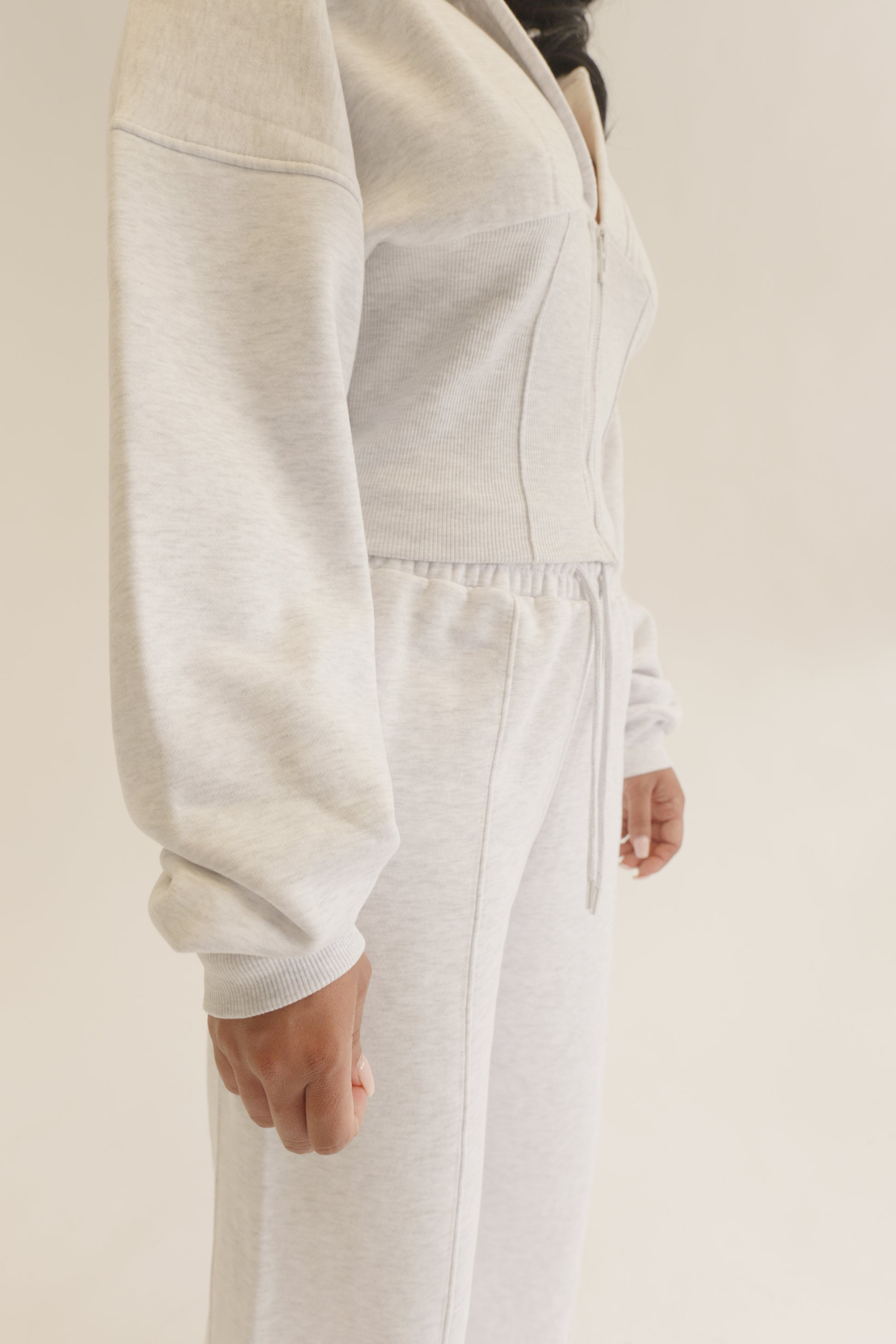 Grey Marl Corset Hoodie & Joggers Tracksuit Co-Ord Set