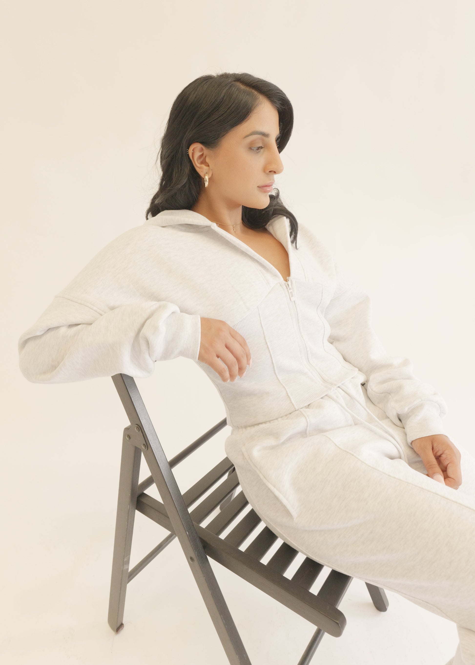 Grey Marl Corset Hoodie & Joggers Tracksuit Co-Ord Set