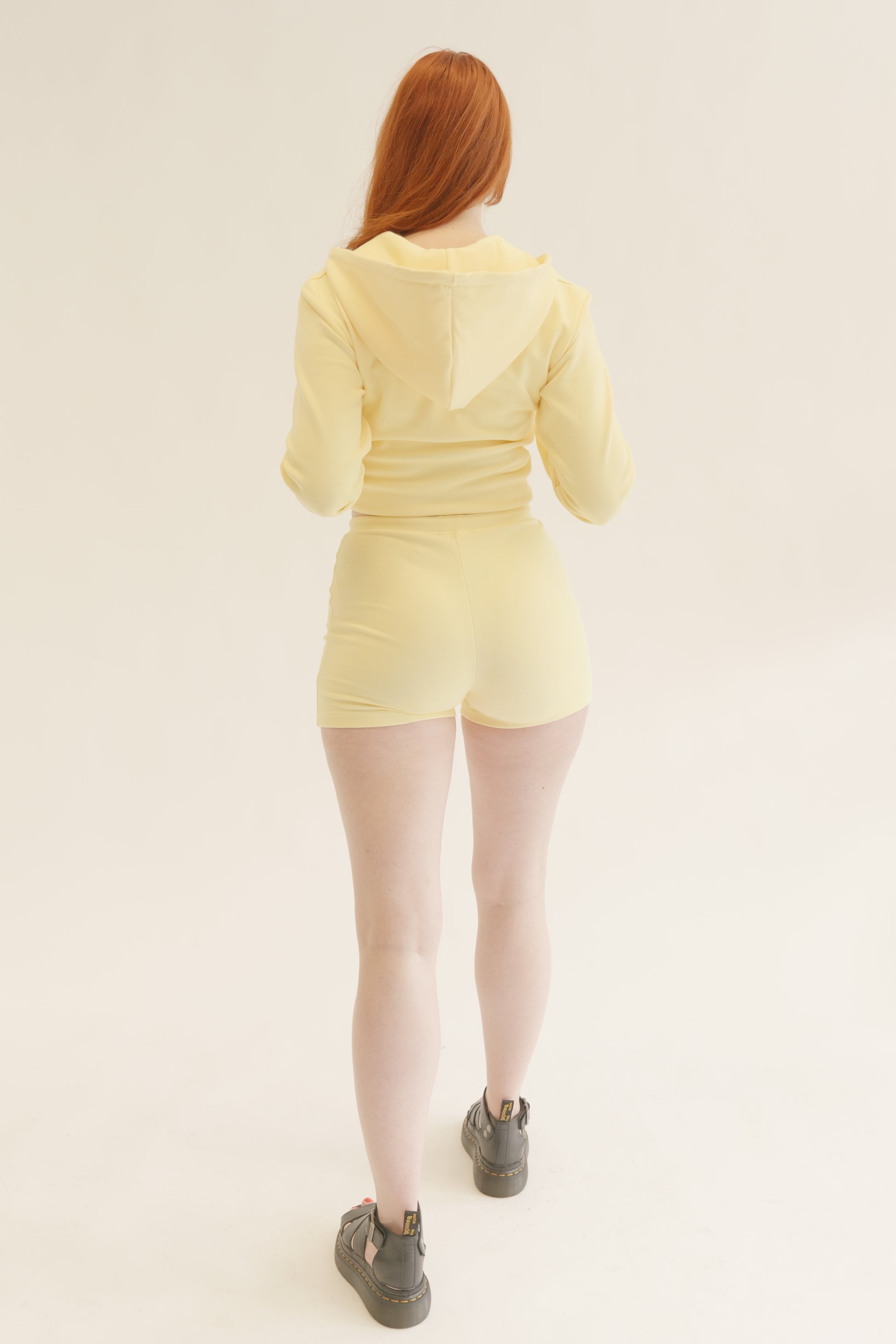 Buttermilk Yellow Cropped Hoodie and Shorts Co-ord