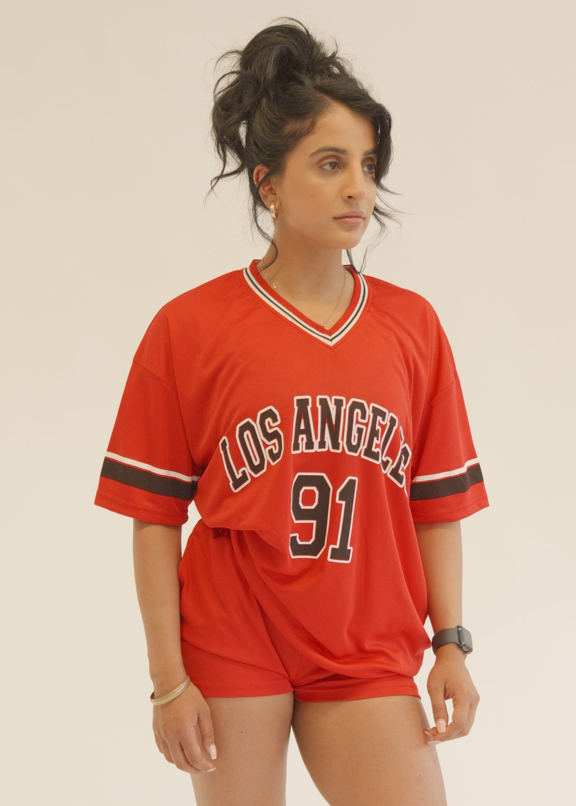 Red Los Angeles Football Jersey T-Shirt & Shorts Co-Ord Set
