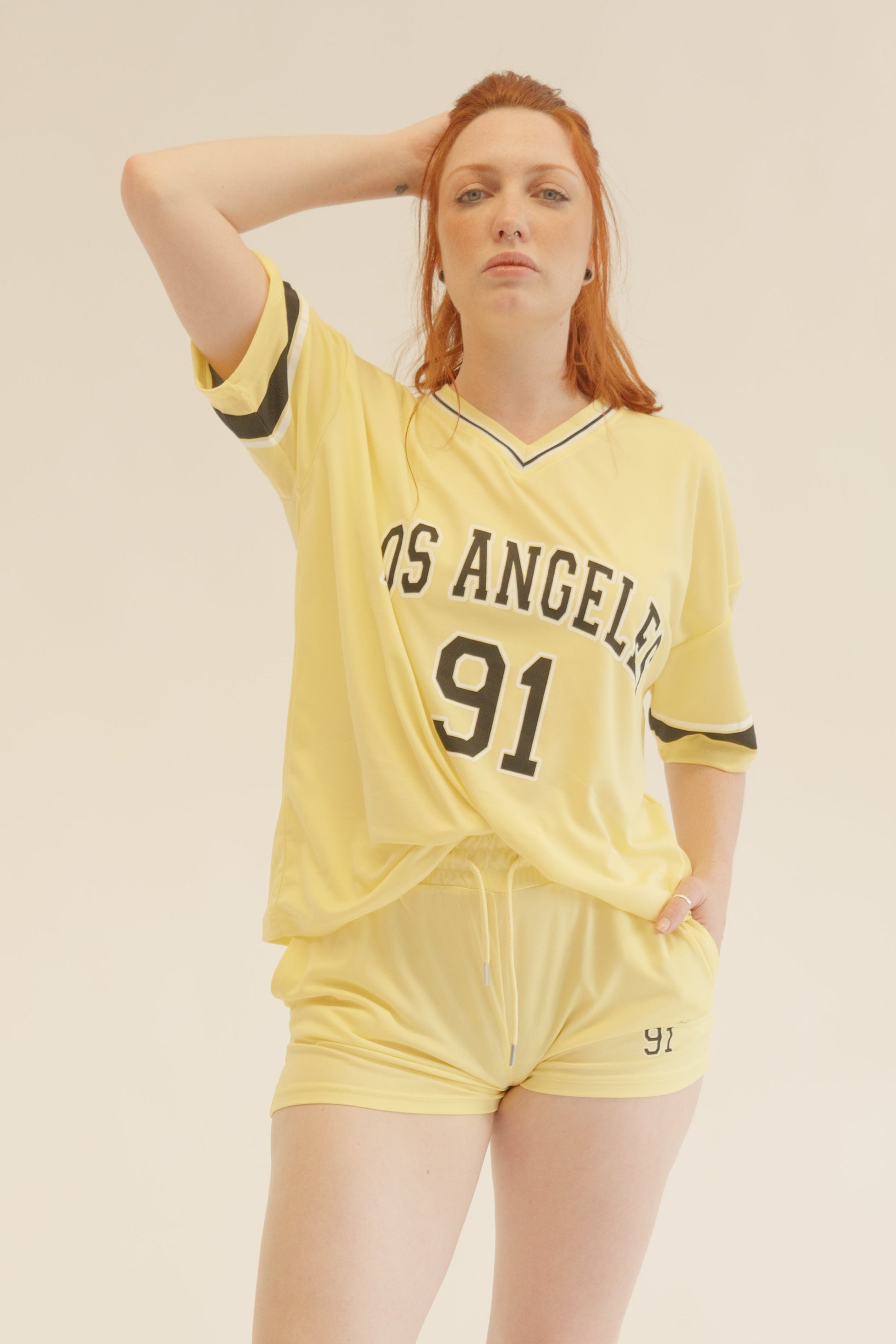 Yellow Los Angeles Football Jersey T-Shirt & Shorts Co-Ord Set