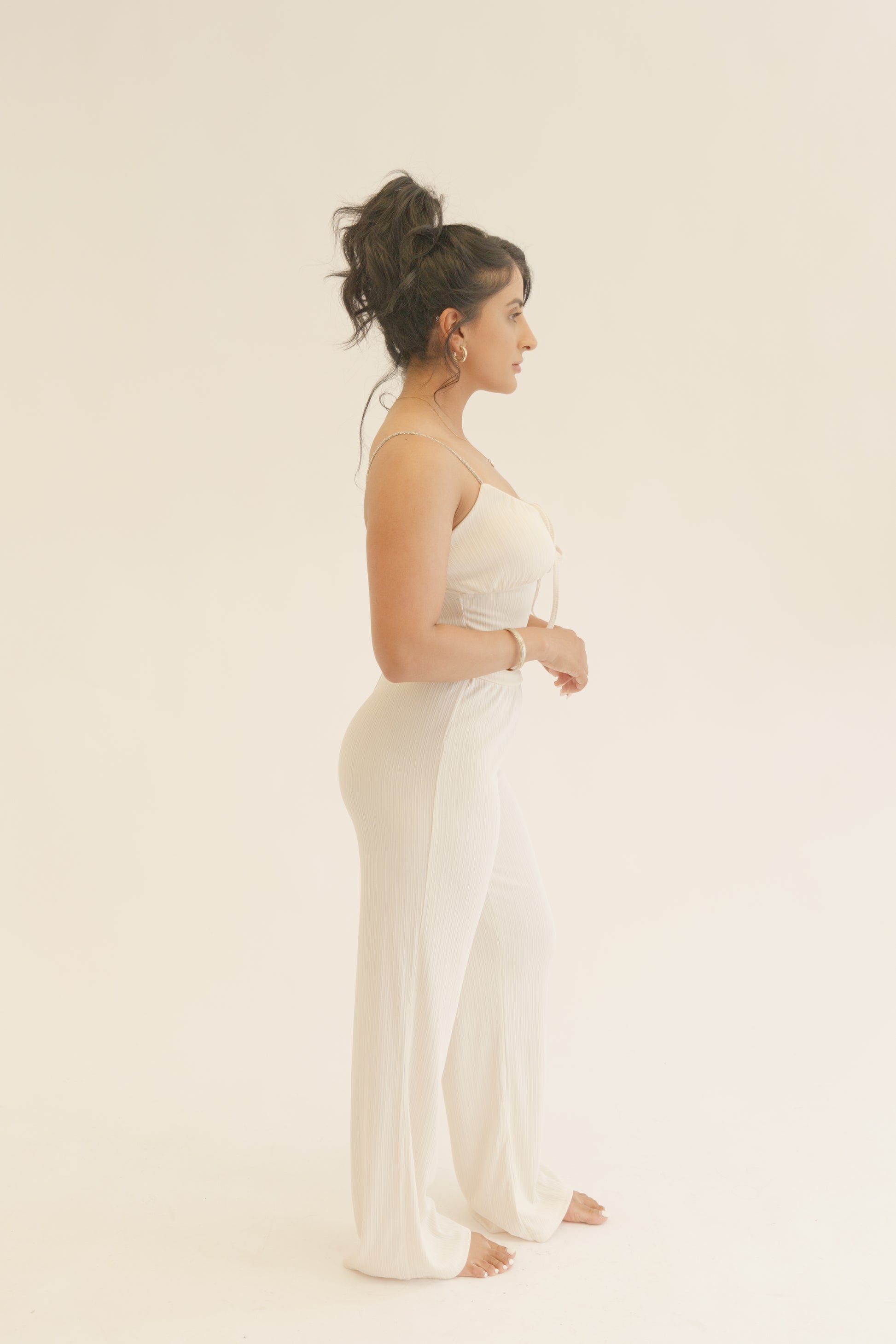 White Plissé Chain Strap Co-Ord Set