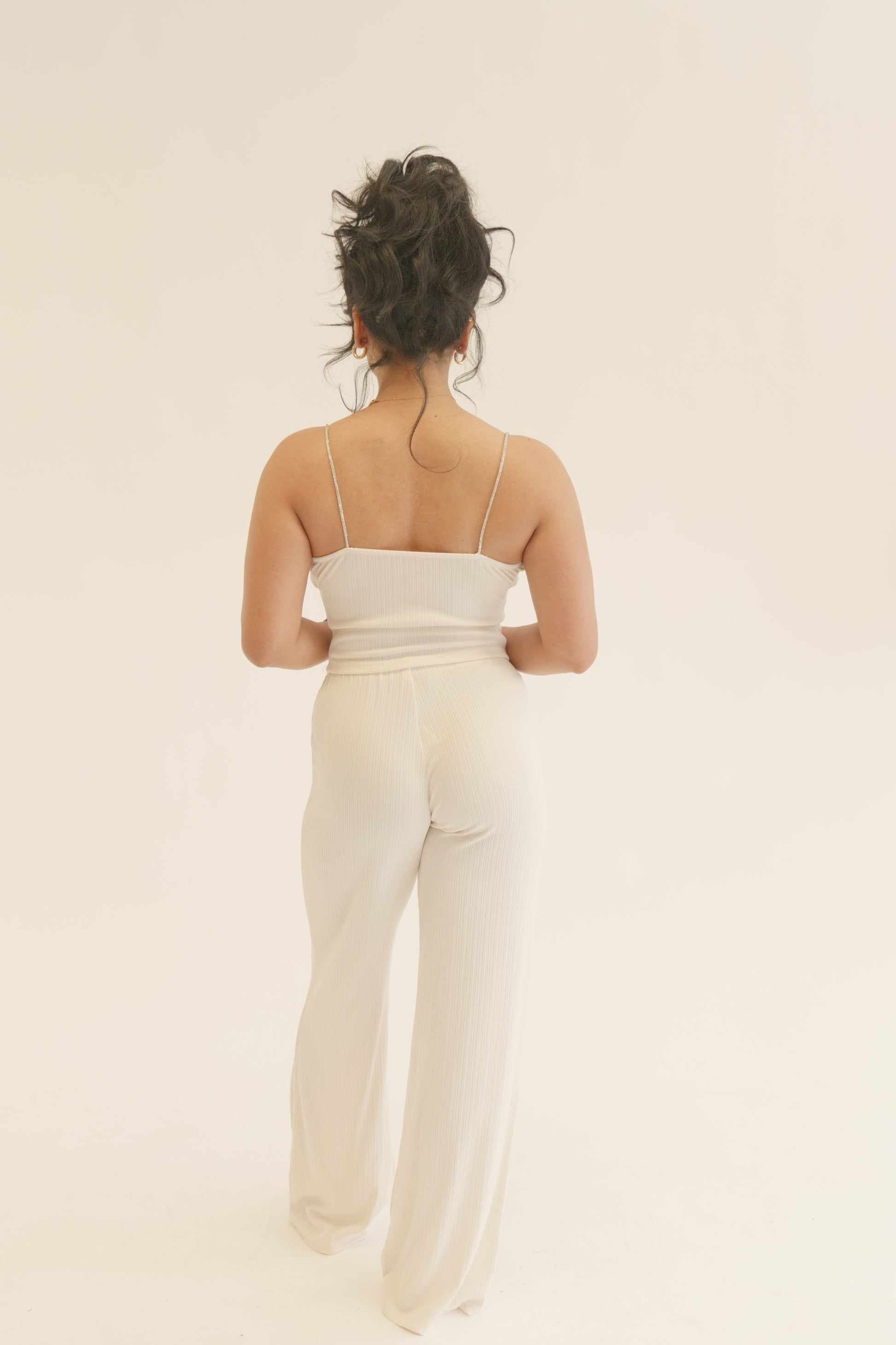 White Plissé Chain Strap Co-Ord Set