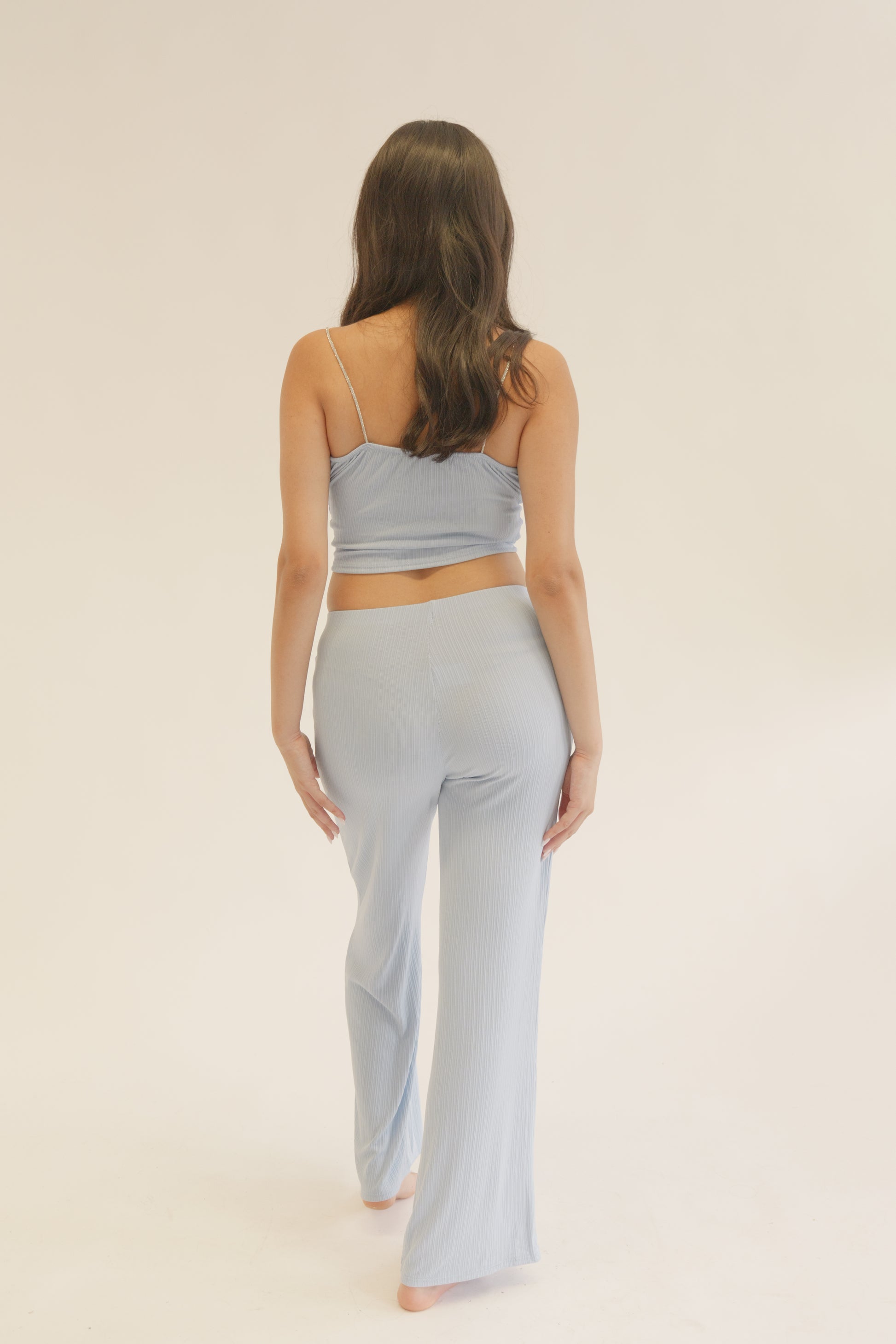 Light Blue Plissé Chain Strap Co-Ord Set