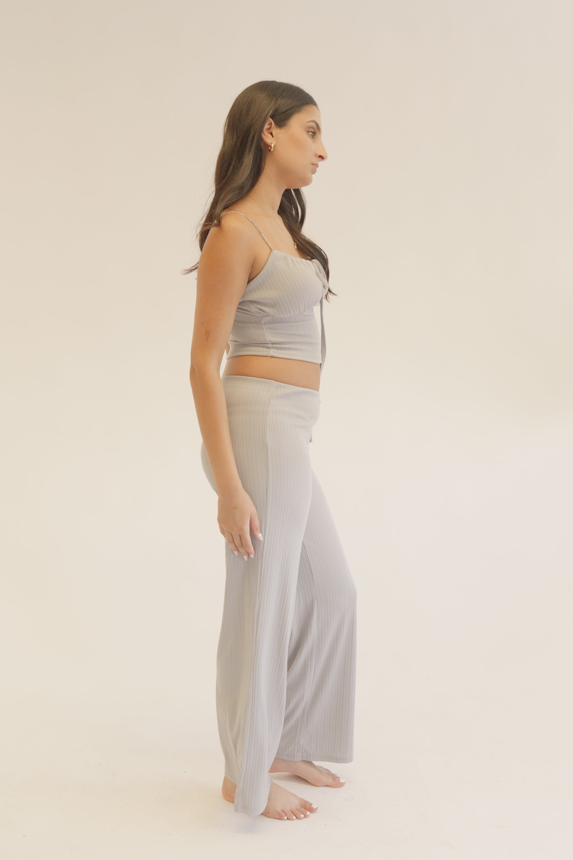 Grey Plissé Chain Strap Co-Ord Set