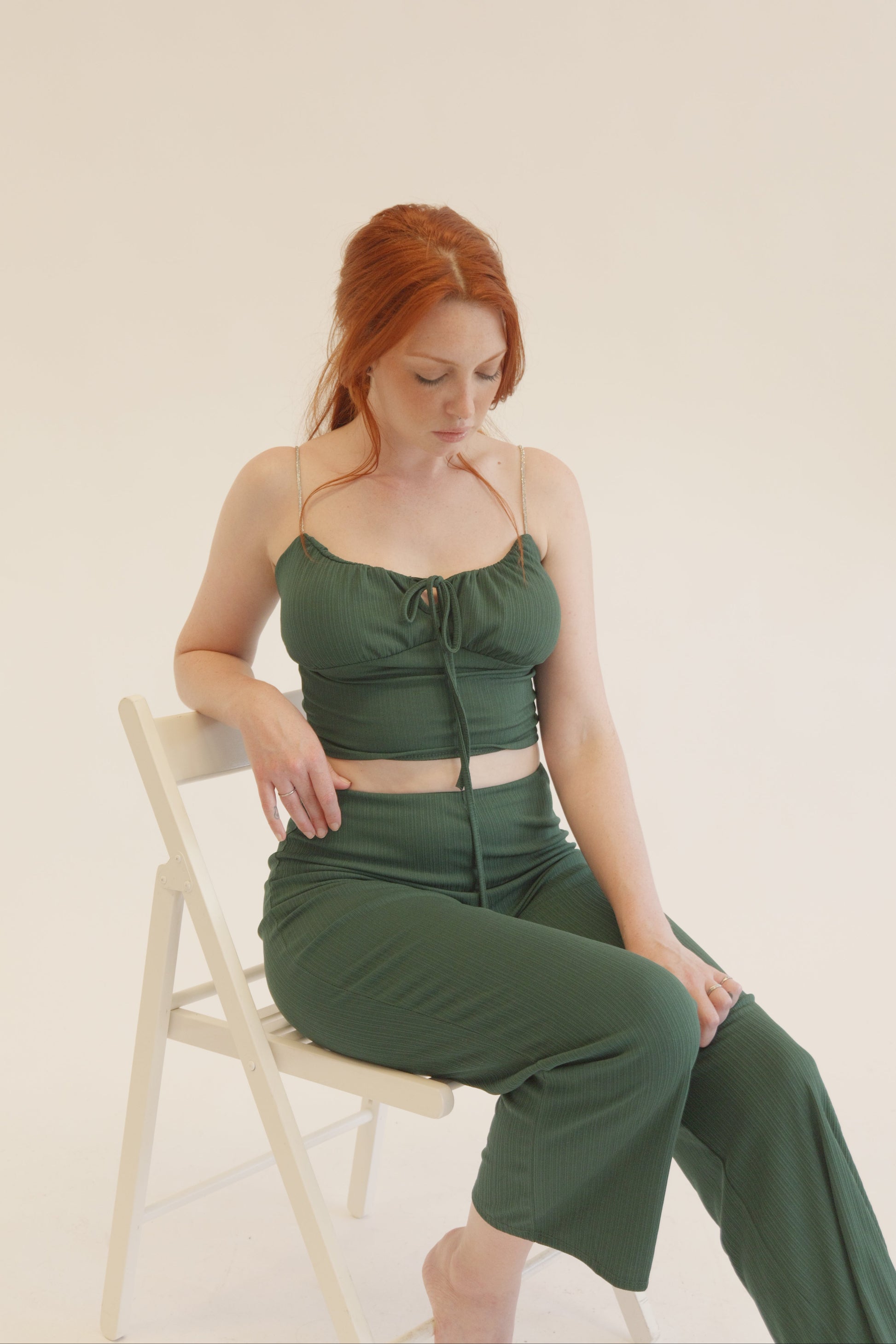 Green Plissé Chain Strap Co-Ord Set