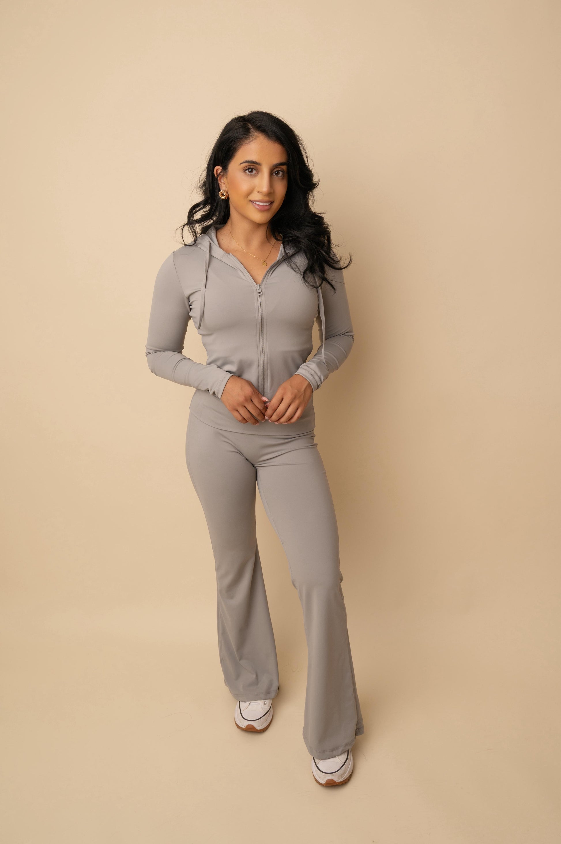 The active leisure hooded jacket with flare jogger set