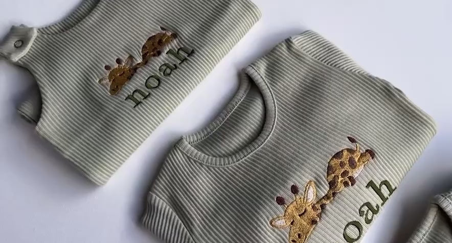 Kuki kids: Personalized Safari Lion Giraffe Unicorn Cow Sheep Lounge Set-Dungarees and Sleepsuit | Loungewear for Kids | Animal and Safari-Themed Christmas Gift Family Pyjamas