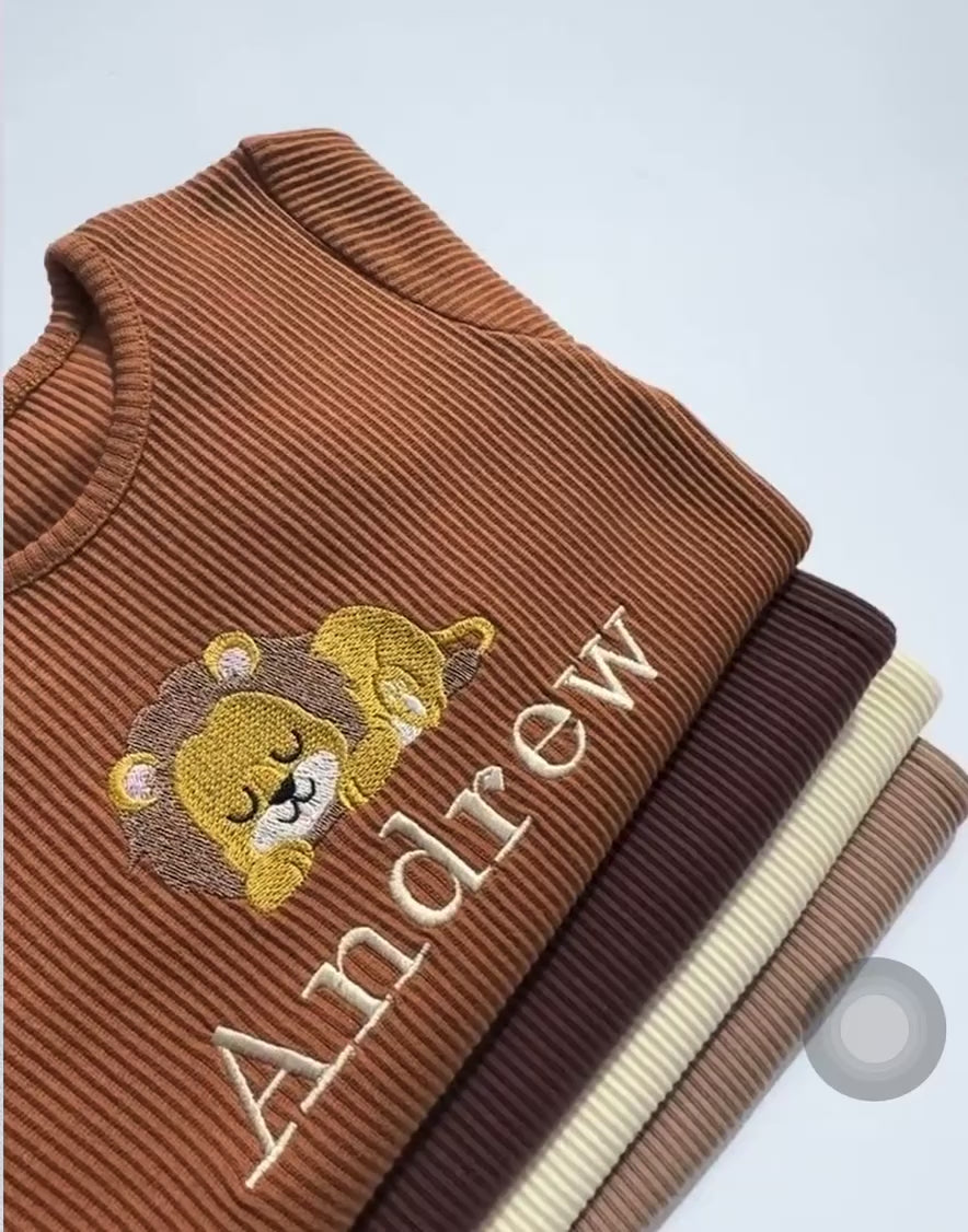 Kuki kids: Personalized Safari Lion Giraffe Unicorn Cow Sheep Lounge Set-Dungarees and Sleepsuit | Loungewear for Kids | Animal and Safari-Themed Christmas Gift Family Pyjamas